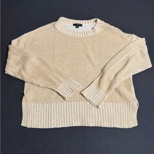 J.Crew Cotton Linen Cropped Sweater Neutral Lightweight Spring Crewneck Women's
